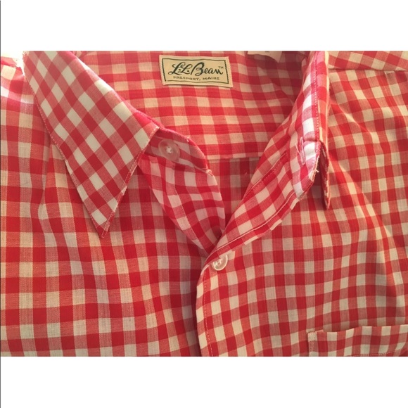 LL Bean Vintage 60s red gingham button short med - Picture 2 of 8